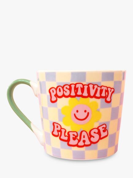 Eleanor Bowmer 'Positivity Please' Mug, 300ml, Blue/Multi - view 2, Blue/Multi