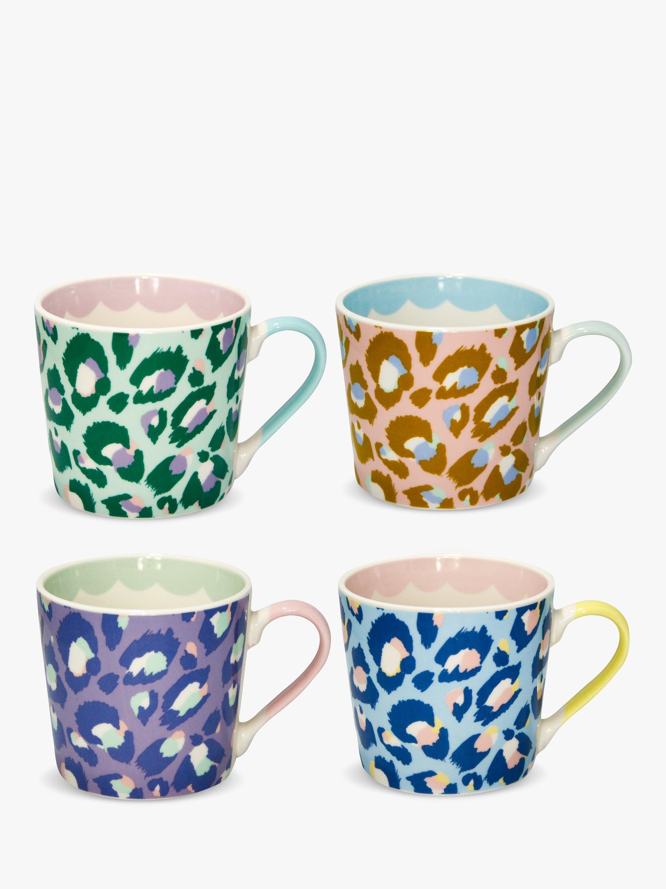 Eleanor Bowmer Pastel Leopard Print Mug, Set of 4, 300ml, Assorted