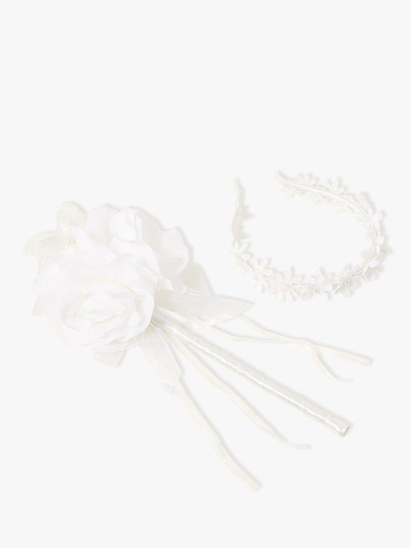 Monsoon Kids' Bridesmaid Hairband & Posie Set, White