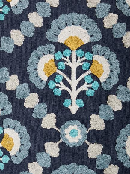 John Lewis Floral Trellis Made to Measure Curtains or Roman Blind, Navy, Navy