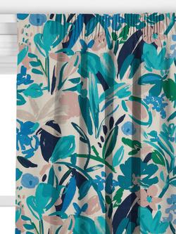 John Lewis Abstract Blossom Made to Measure Curtains or Roman Blind, Turquoise - view 2, Turquoise