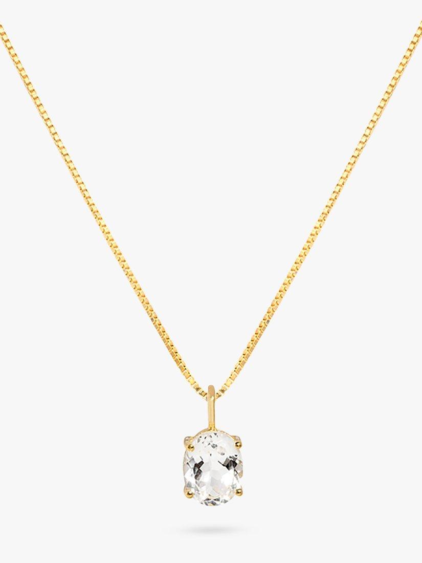 Leah Alexandra Baldwin Oval Topaz Pendant Necklace, Gold