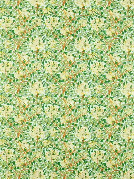 Morris & Co. Ben Pentreath Honeysuckle Made to Measure Curtains or Roman Blind, Sky/Burnt Orange, Sky/Burnt Orange