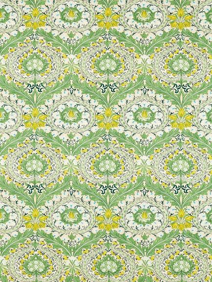 Morris & Co. Ben Pentreath Merton Made to Measure Curtains or Roman Blind, Leaf Green/Sky, Leaf Green/Sky