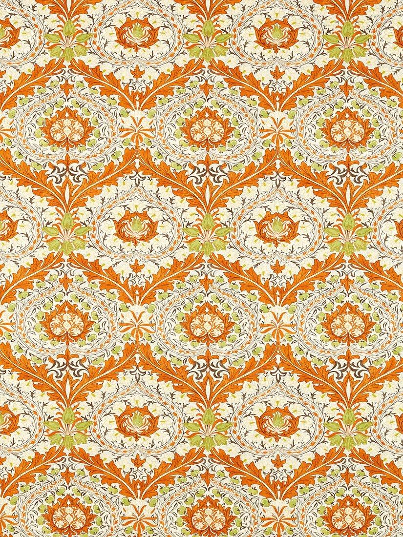 Morris & Co. Ben Pentreath Merton Furnishing Fabric, Burnt Orange/Chartreuse
