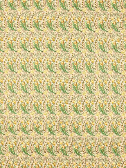 Morris & Co. Ben Pentreath Daffodil Made to Measure Curtains or Roman Blind, Pink/Leaf Green, Pink/Leaf Green