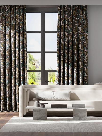 Harlequin Synchronic Furnishing Fabric - view 2, Black Earth/Beached