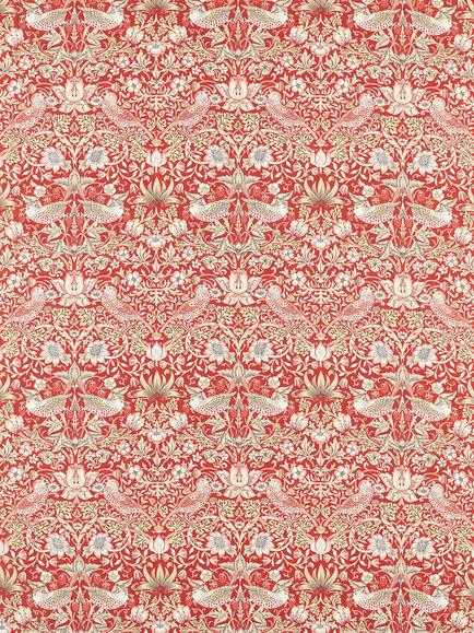 Morris & Co. Strawberry Thief Made to Measure Curtains or Roman Blind, Indian Red, Indian Red