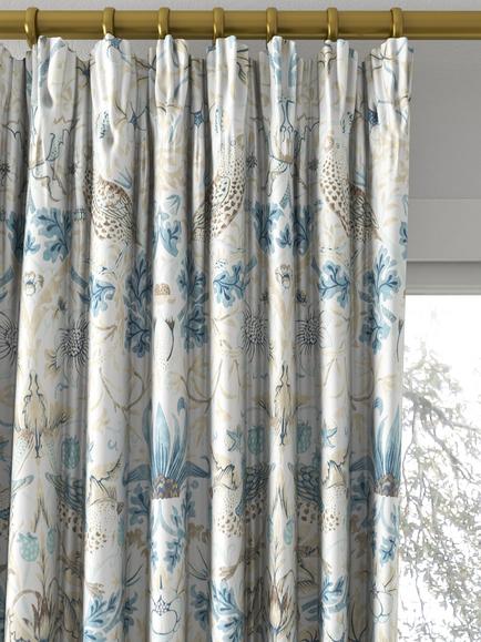 Morris & Co. Strawberry Thief Made to Measure Curtains or Roman Blind, Slate/Vellum - view 2, Slate/Vellum
