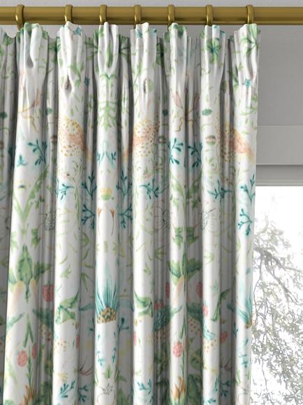 Morris & Co. Strawberry Thief Made to Measure Curtains or Roman Blind, Cochineal/Willow - view 2, Cochineal/Willow