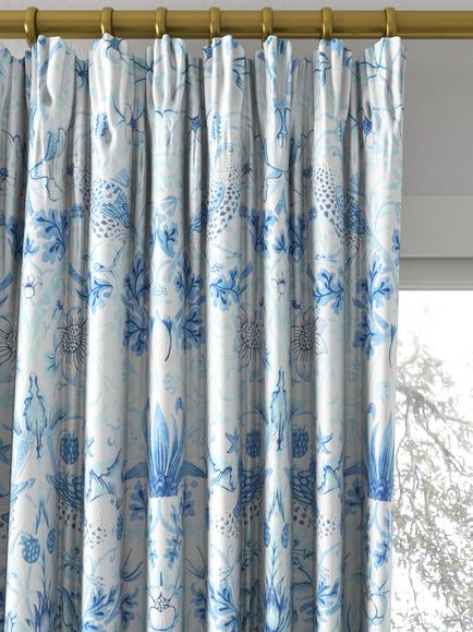 Morris & Co. Strawberry Thief Made to Measure Curtains or Roman Blind, Woad - view 2, Woad