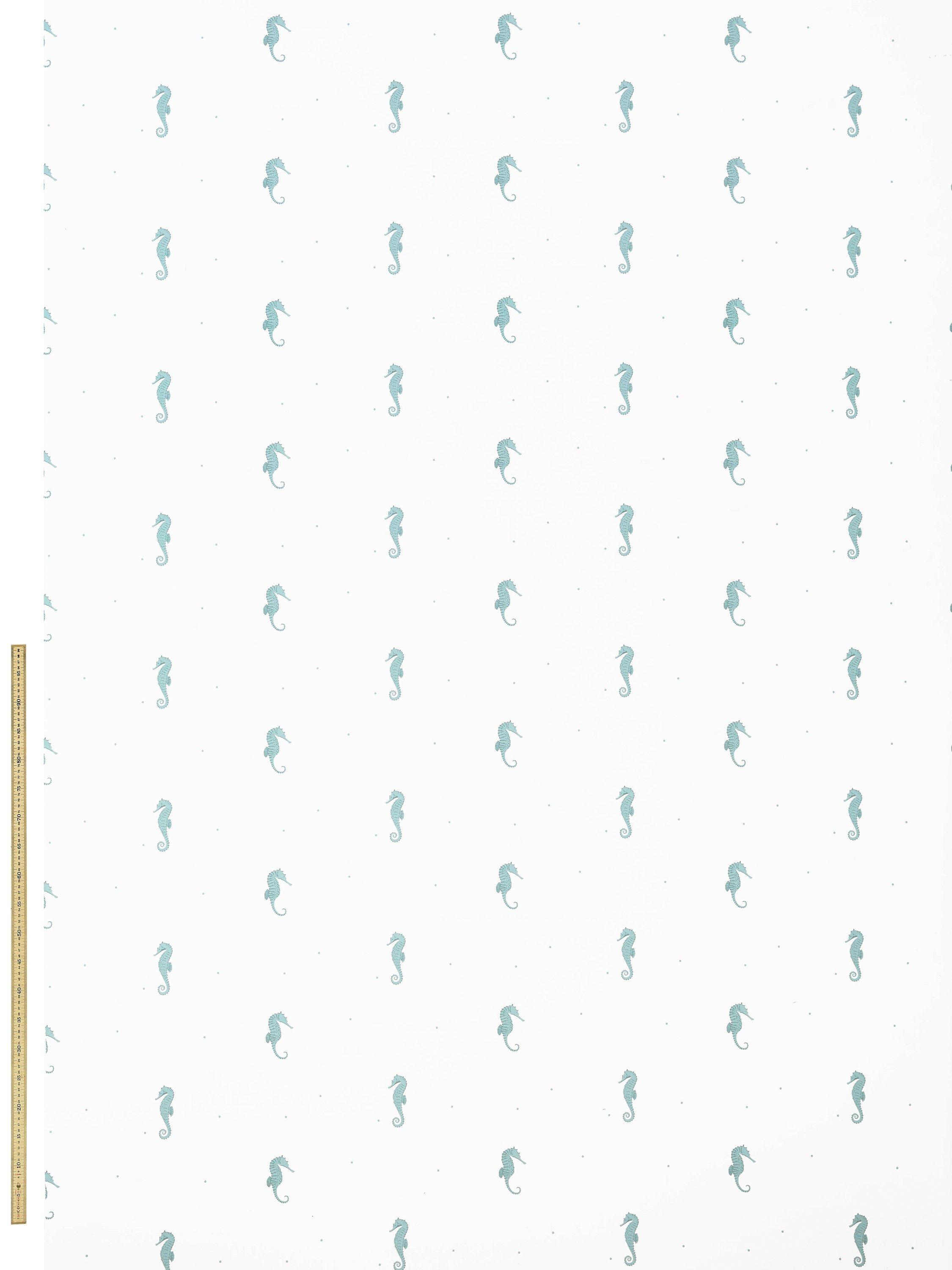 Sara Miller Seahorse Sateen Furnishing Fabric, Aqua