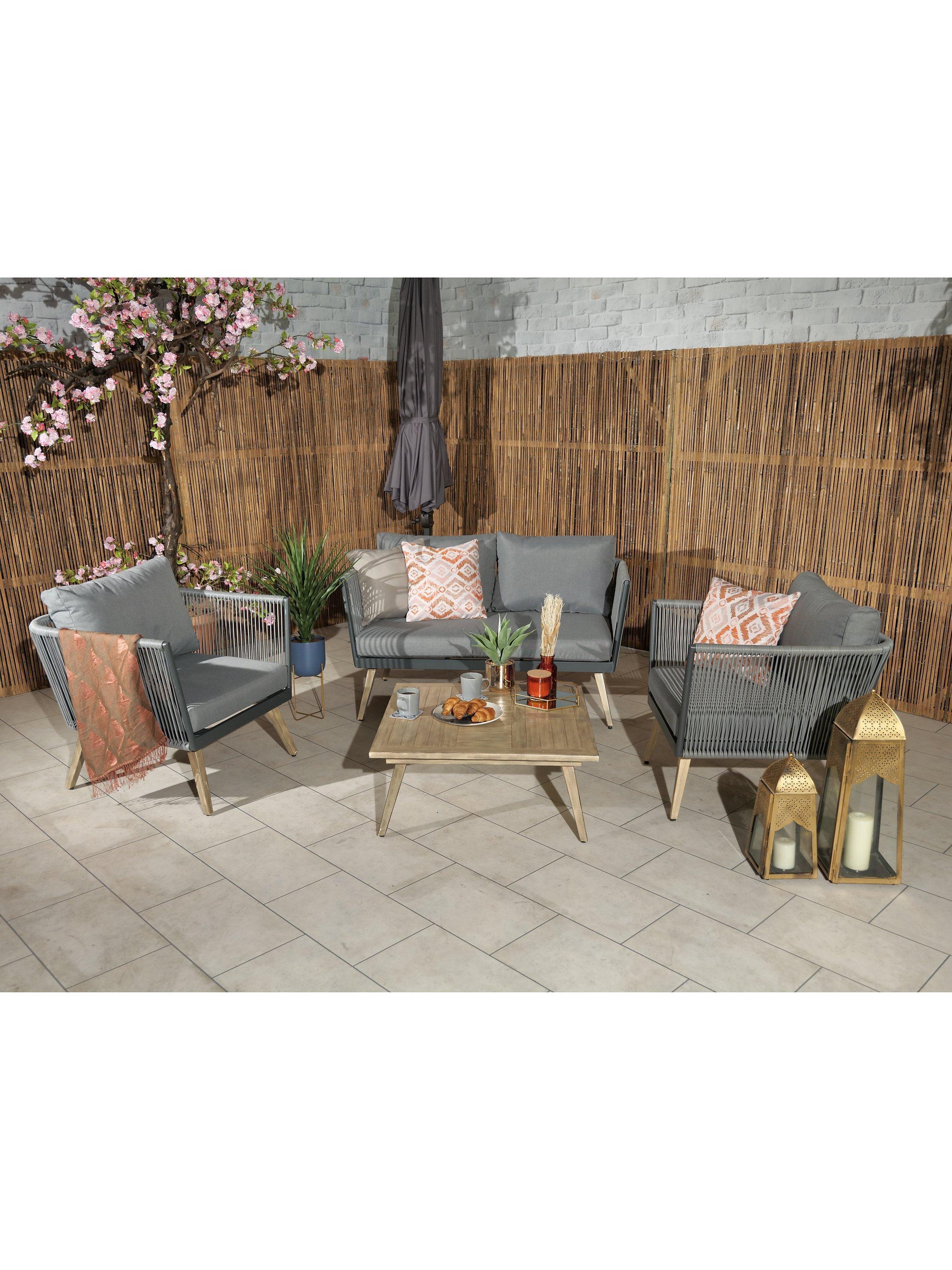 Royalcraft Milan Deluxe 4 Seater Garden Lounging Coffee Table Set Grey