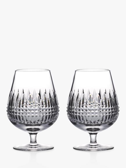Waterford Crystal Lismore Diamond Cut Glass Brandy Balloon Glass, Set of 2, 510ml, Clear, Clear