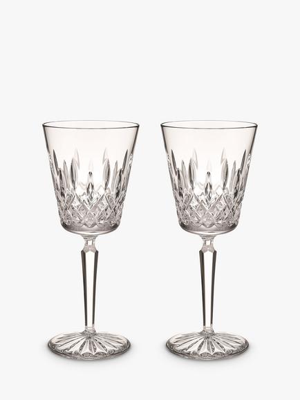 Waterford Crystal Lismore Cut Glass Medium Wine Glass, Set of 2, 390ml, Clear, Clear