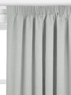 John Lewis Cotton Herringbone Stripe Made to Measure Curtains or Roman Blind, Blue Grey - view 2, Blue Grey