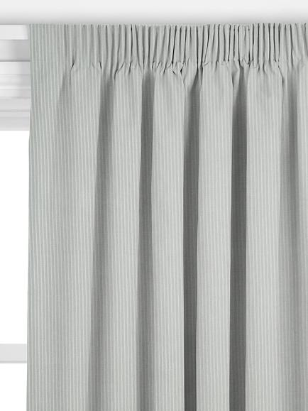 John Lewis Cotton Herringbone Stripe Made to Measure Curtains or Roman Blind, Blue Grey - view 2, Blue Grey