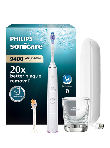 Philips Sonicare DiamondClean Smart 9400 Electric Toothbrush with Charging Case, White