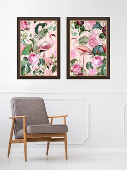John Lewis Andrea Haase 'Flamingos' Framed Print, Set of 2, 67 x 47cm, Pink/Multi - view 2, Pink/Multi