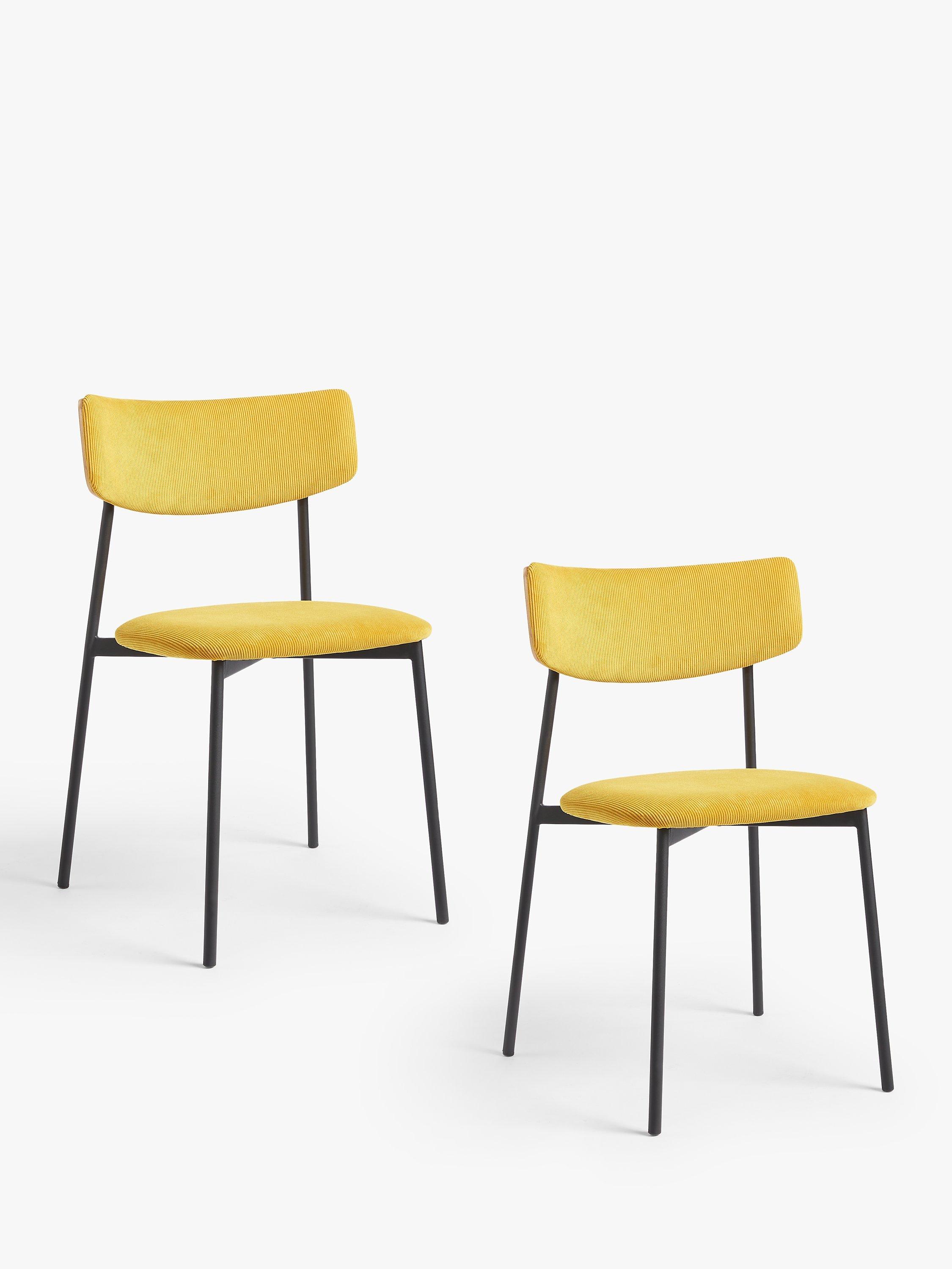 John Lewis ANYDAY Motion Corduroy Velvet Upholstered Dining Chairs, Set of 2, Mustard
