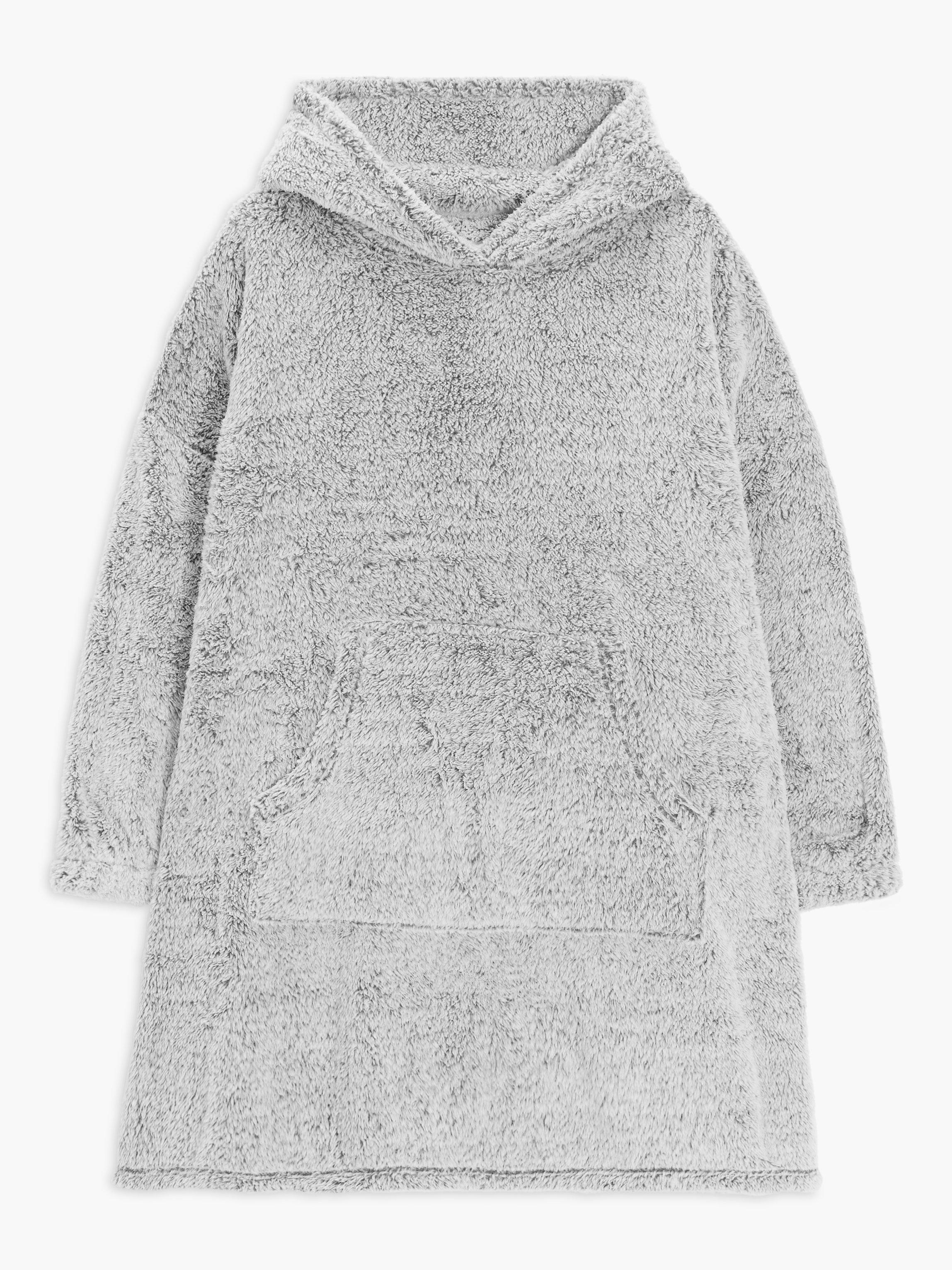 John Lewis Hi-Pile Oversized Lounge Hoodie, Grey