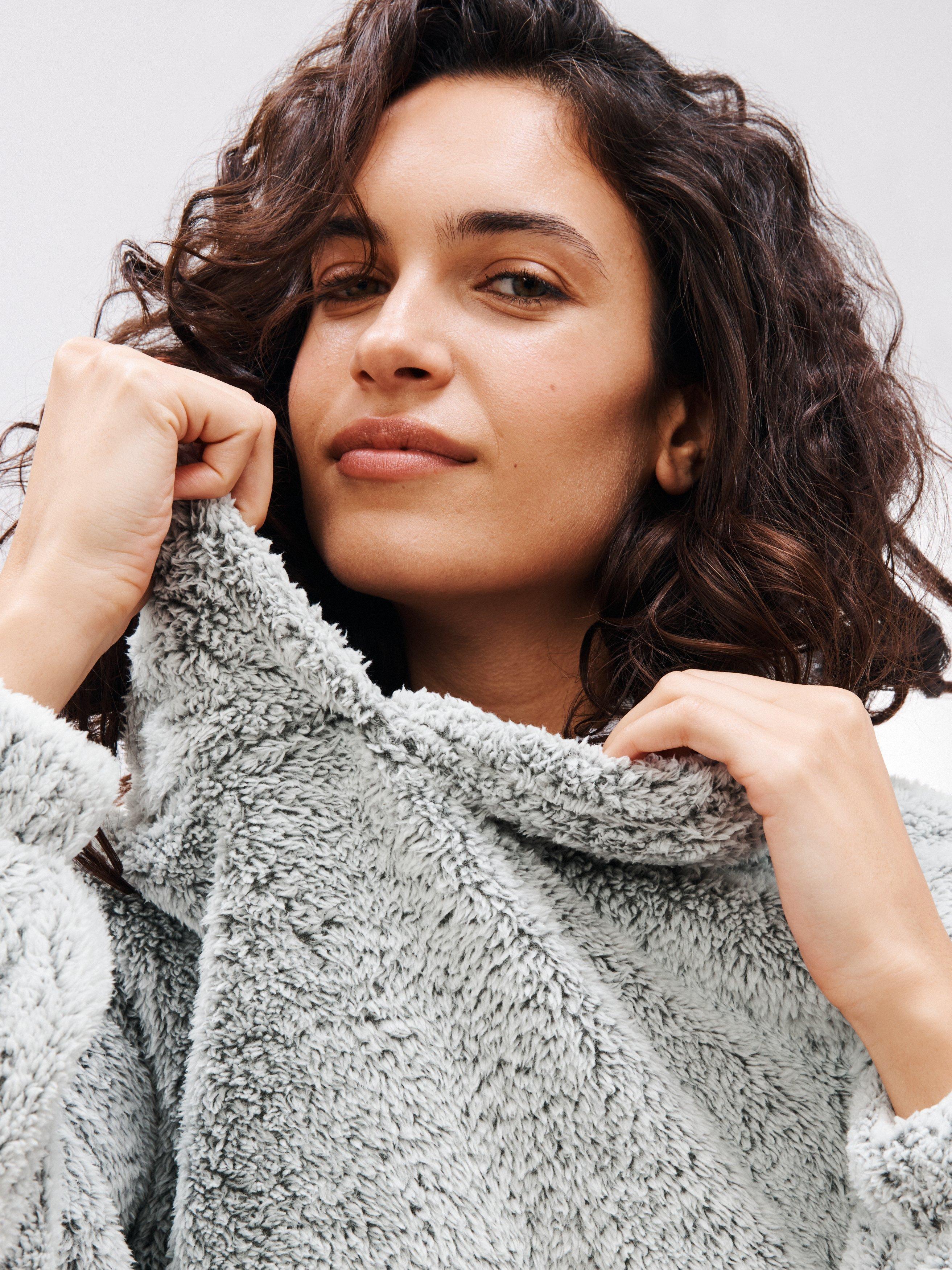 Product image 5 of 6, which shows John Lewis Hi-Pile Oversized Lounge Hoodie, Grey