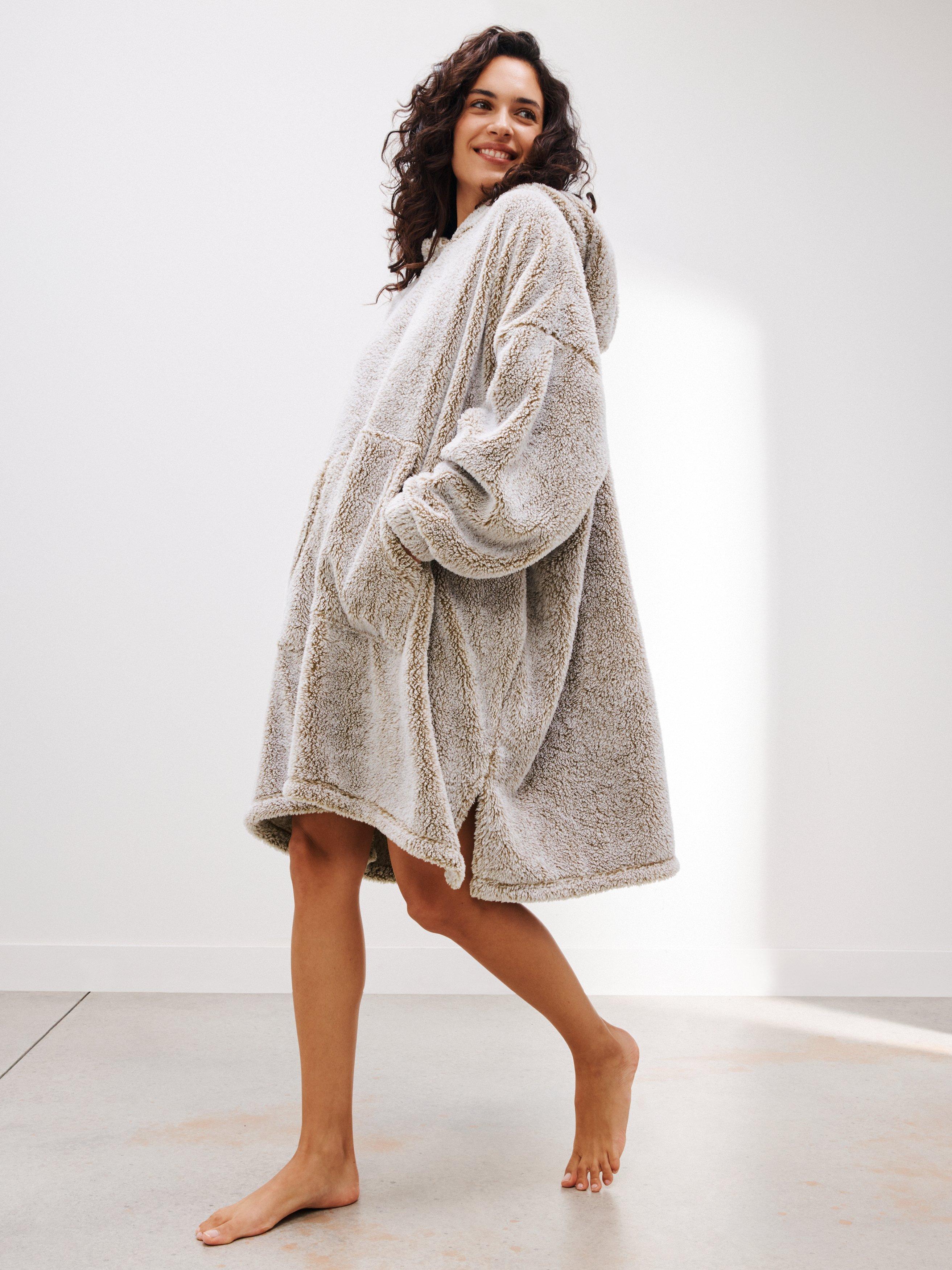 John Lewis Hi Pile Oversized Lounge Hoodie Oatmeal