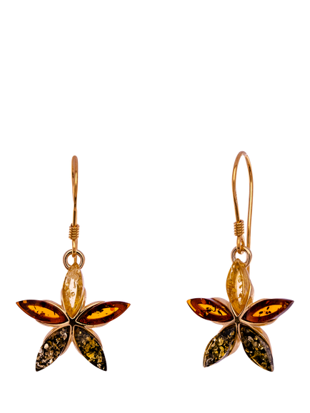 Be-Jewelled Amber Flower Drop Earrings, Gold/Multi, Gold/Multi