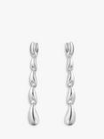 Georg Jensen Sculptural Sterling Silver Long Drop Earrings, Silver