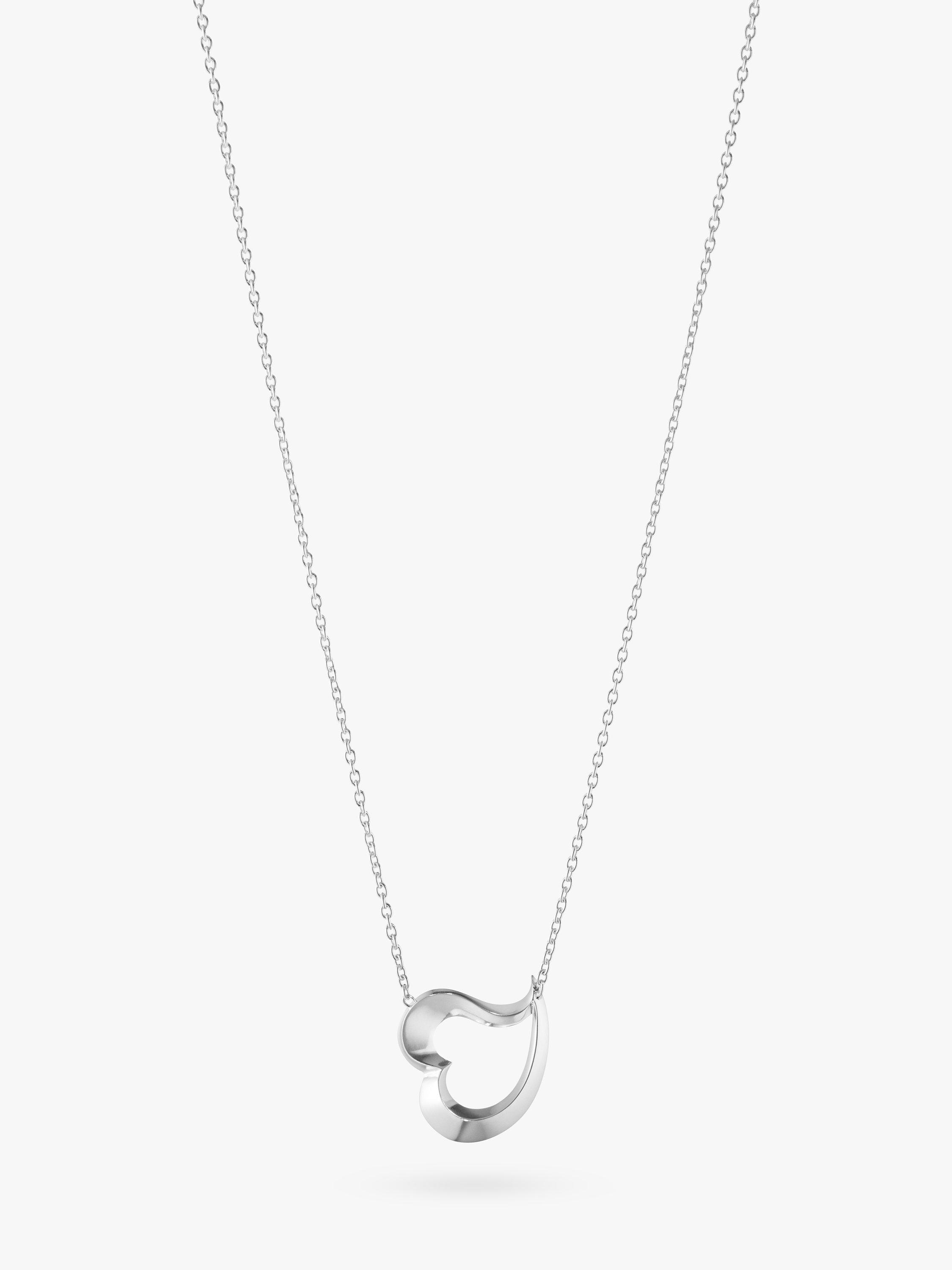 Georg Jensen Asymmetric Leaf Heart Pendant Necklace, Silver