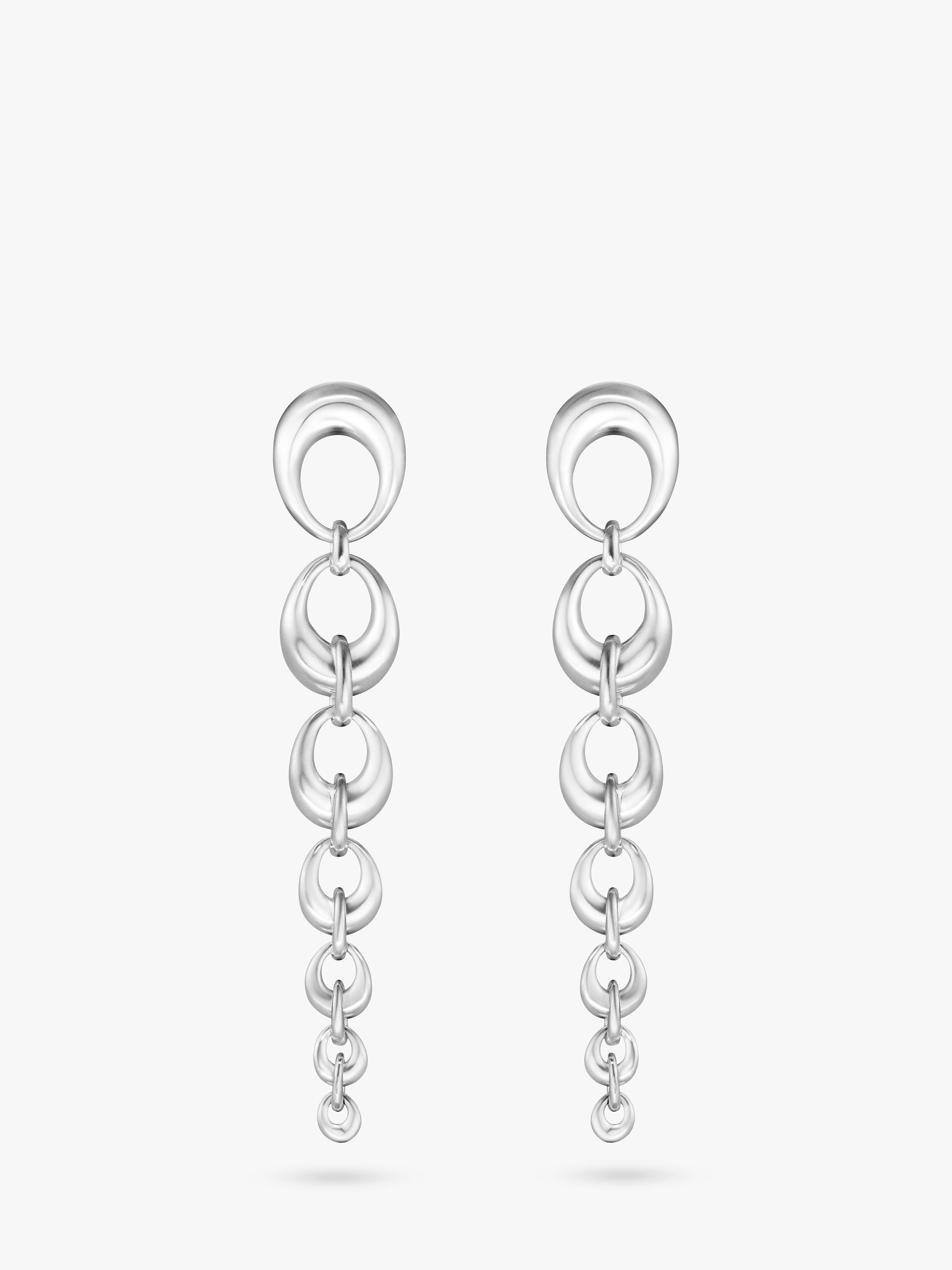 Product image 1 of 5, which shows Georg Jensen Offspring Sterling Silver Drop Earrings, Silver