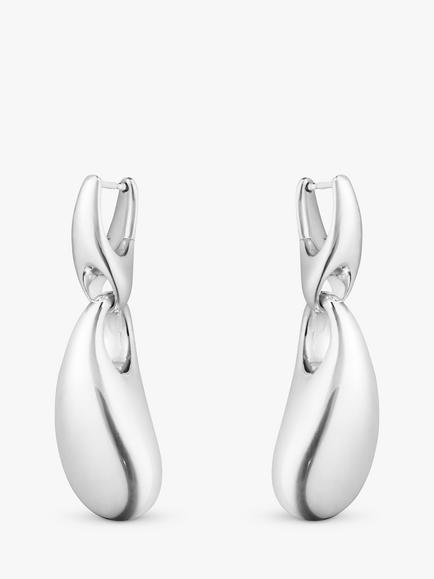 Georg Jensen Sculptural Sterling Silver Drop Earrings, Silver, Silver