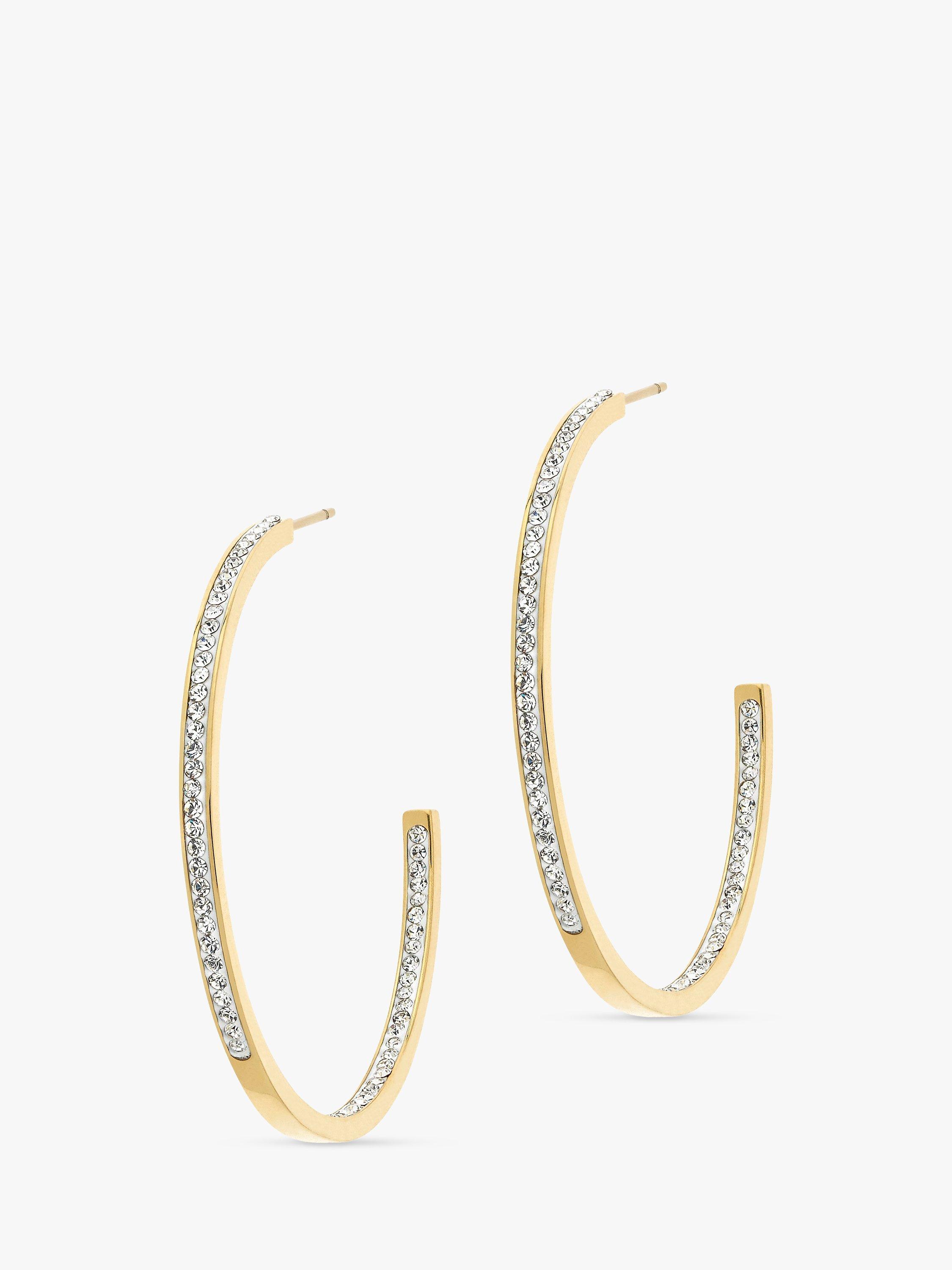 Melissa Odabash Large Crystal Hoop Earrings, Gold