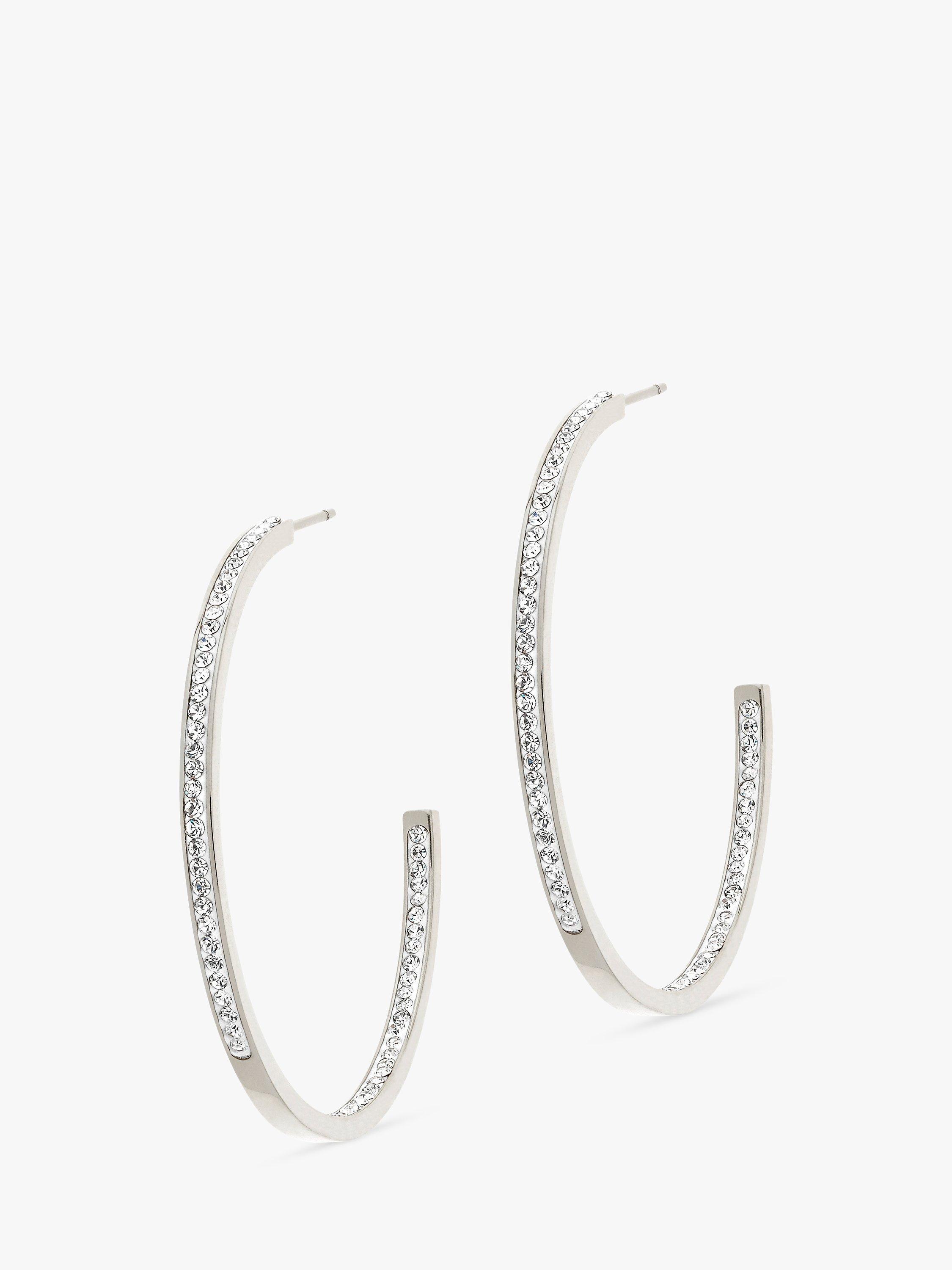 Melissa Odabash Large Crystal Hoop Earrings, Silver