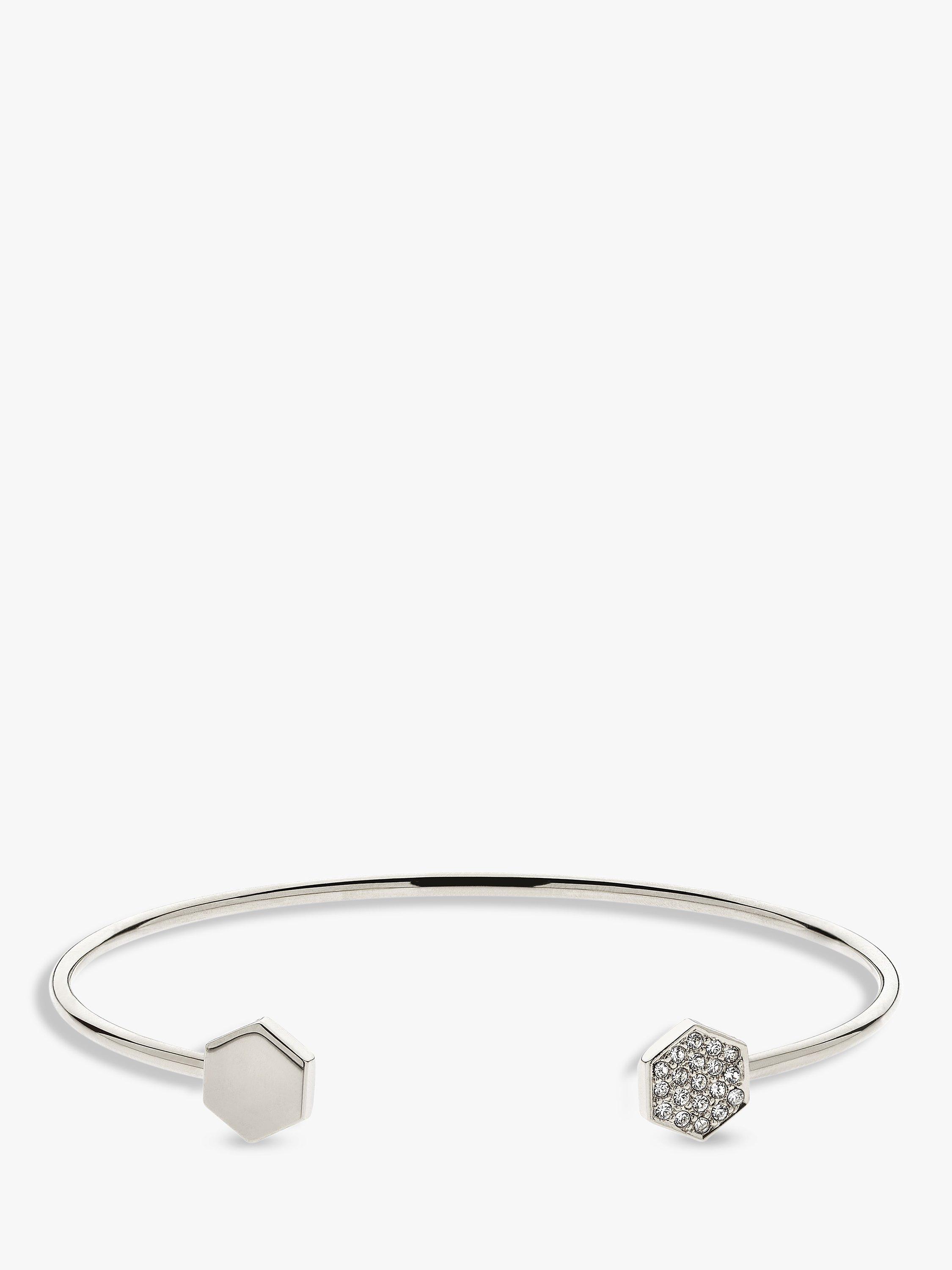 Melissa Odabash Crystal Hexagon Open Bangle, Platinum