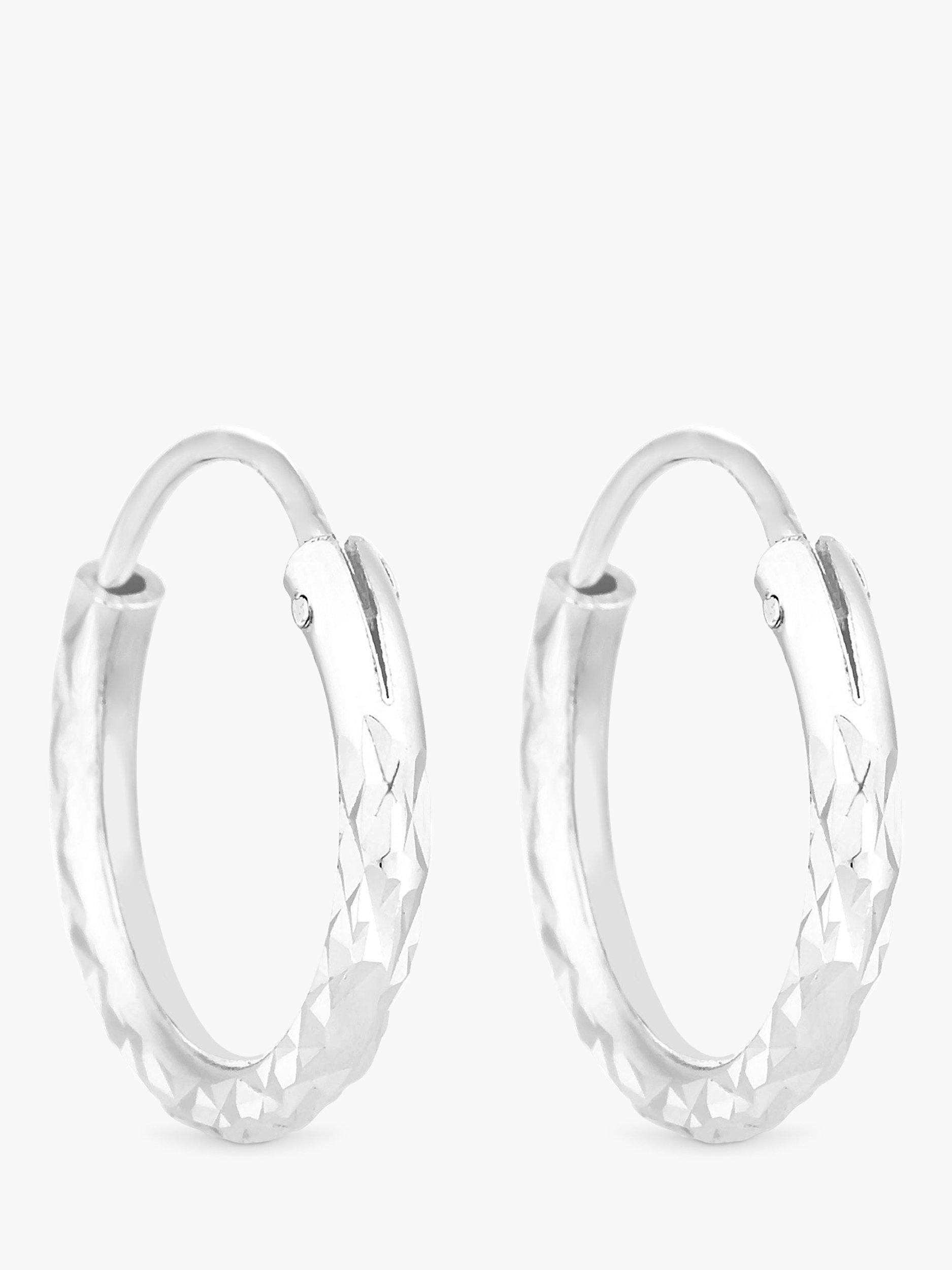 Product image 1 of 3, which shows Simply Silver Diamond Cut Hoop Earrings, Silver