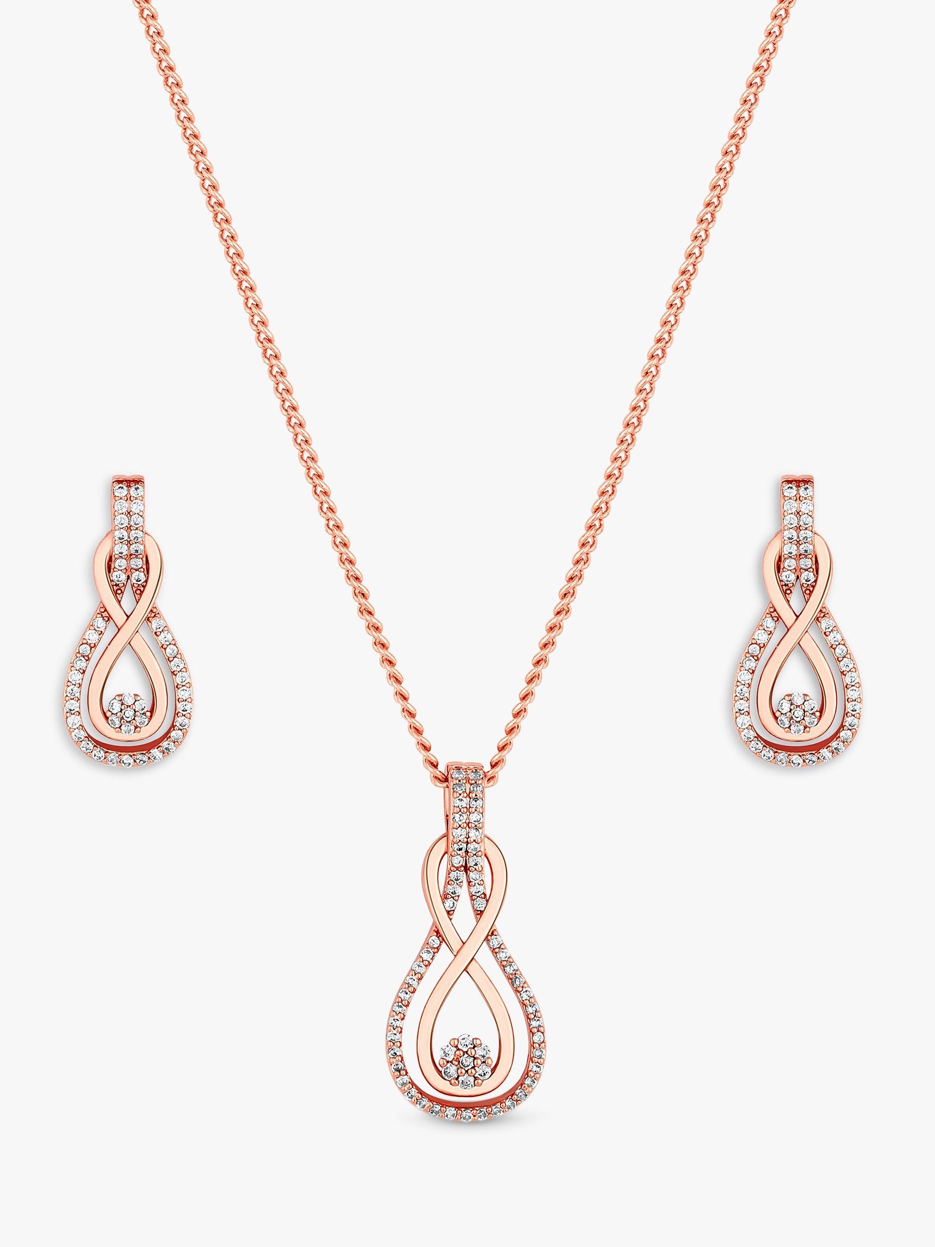 Product image 2 of 2, which shows Jon Richard Cubic Zirconia Infinity Surround Pendant Necklace and Earrings Jewellery Set