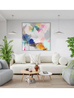 John Lewis Natasha Barnes 'Transformation' Abstract Framed Canvas Print, 84 x 84cm, White/Multi - view 2, White/Multi