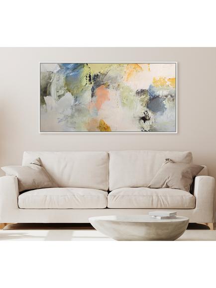 John Lewis Natasha Barnes 'Formation' Abstract Framed Canvas Print, 64 x 124cm, White/Multi - view 2, White/Multi