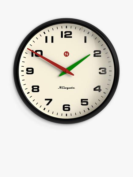 Newgate Clocks Superstore Retro Metal Quartz Wall Clock, 40cm, Black, Black