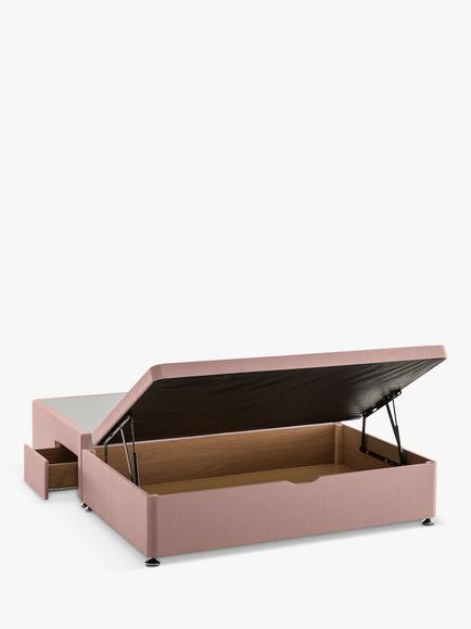 Silentnight 2 Drawer Continental Half Ottoman Divan Storage Bed, Double - view 2, Dusky Pink