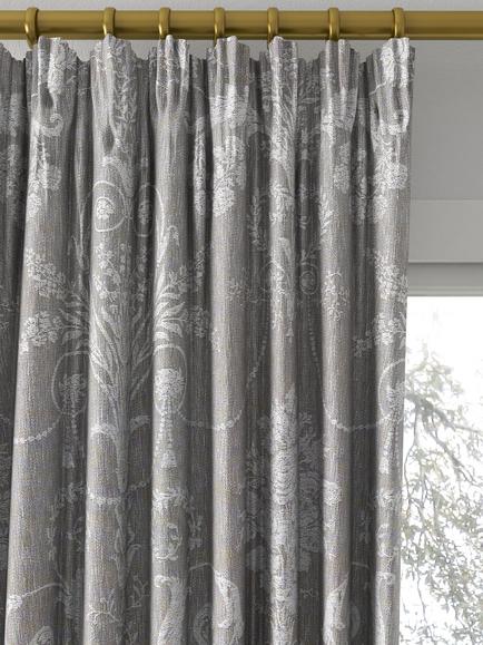 Laura Ashley Josette Woven Made to Measure Curtains or Roman Blind, Steel - view 2, Steel