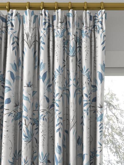 Laura Ashley Parterre Made to Measure Curtains or Roman Blind, White/Seaspray - view 2, White/Seaspray