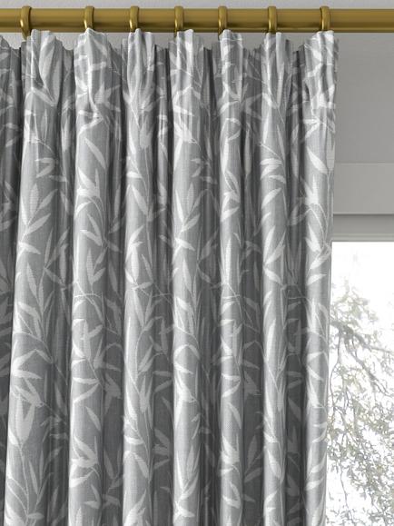 Laura Ashley Willow Leaf Chenille Made to Measure Curtains or Roman Blind, Steel - view 2, Steel