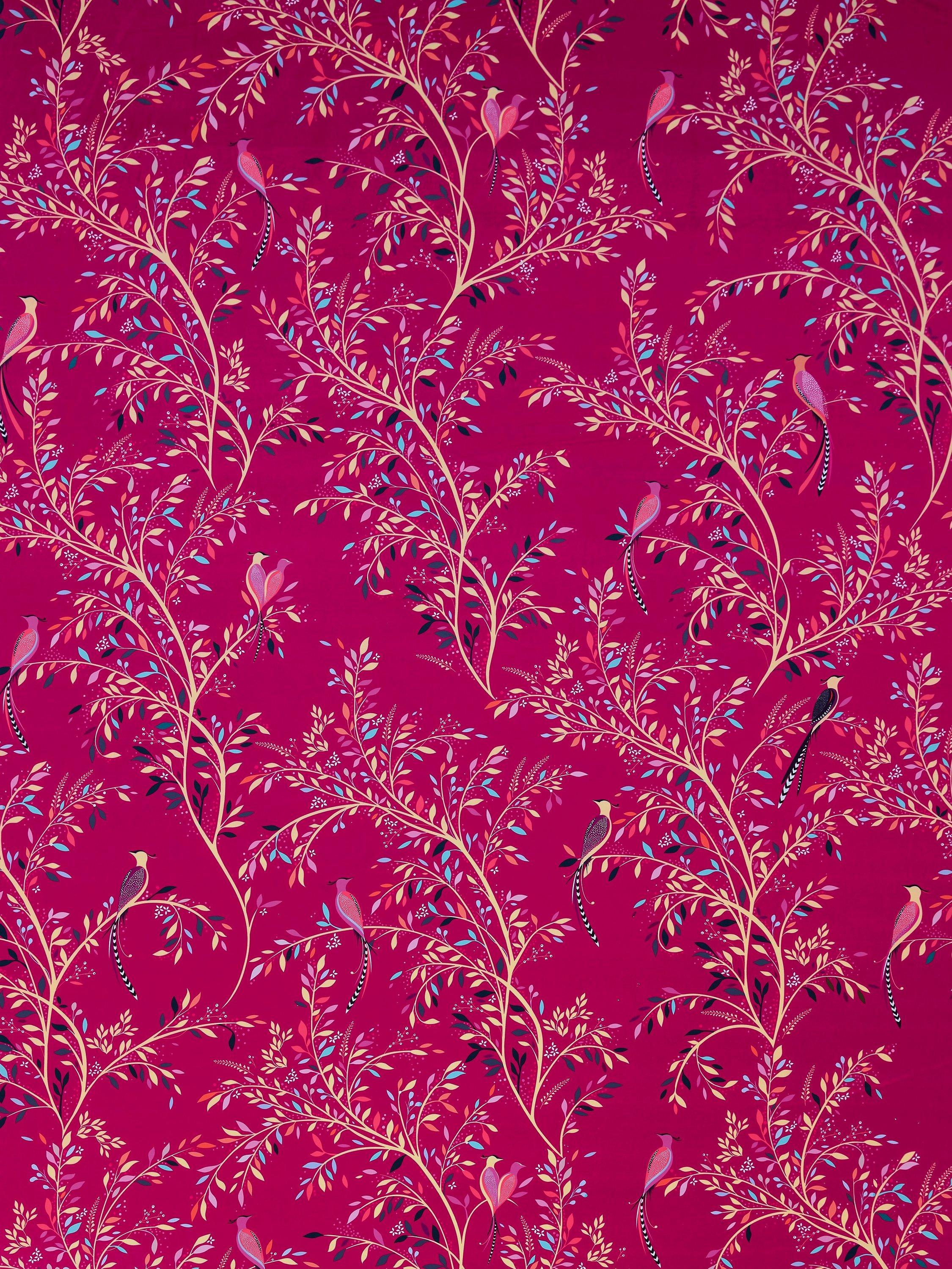 Sara Miller Birds of Paradise Velvet Furnishing Fabric, Fuchsia
