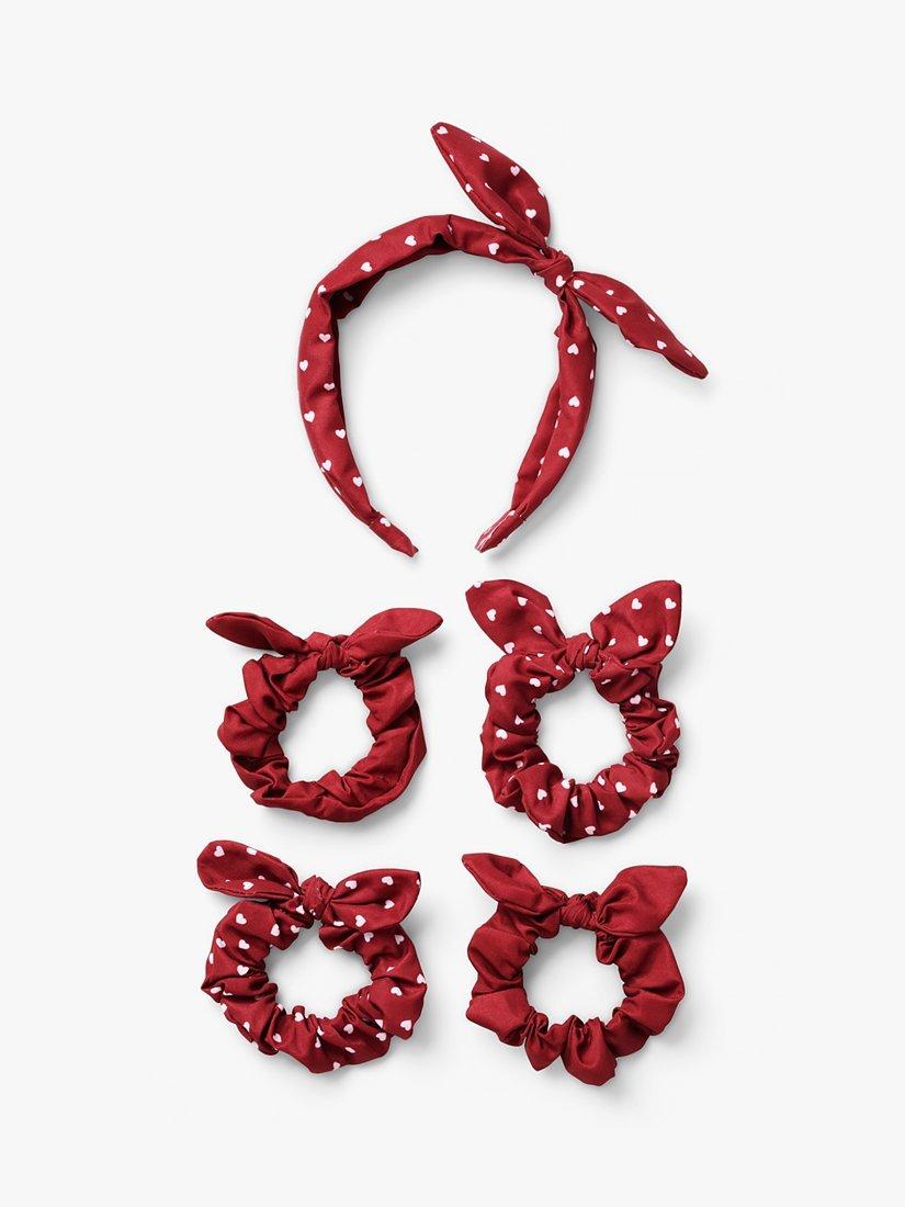 Product image 1 of 1, which shows Small Stuff Kids' Back To School Bow Headband & Scrunchie Hair Set, Pack of 5, Burgundy