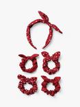 Small Stuff Kids' Back To School Bow Headband & Scrunchie Hair Set, Pack of 5, Burgundy