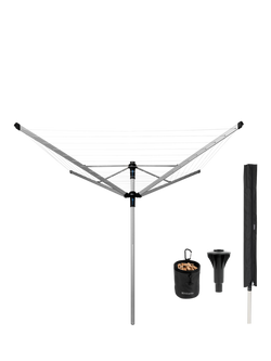 Brabantia Lift-O-Matic Advance Rotary Airer with Concrete Tube and Cover, 50m, Metallic Grey