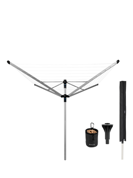 Brabantia Lift-O-Matic Advance Rotary Airer with Concrete Tube and Cover, 50m, Metallic Grey