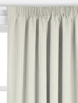 John Lewis Cotton Woven Stripe Made to Measure Curtains or Roman Blind, White/Storm - view 2, White/Storm